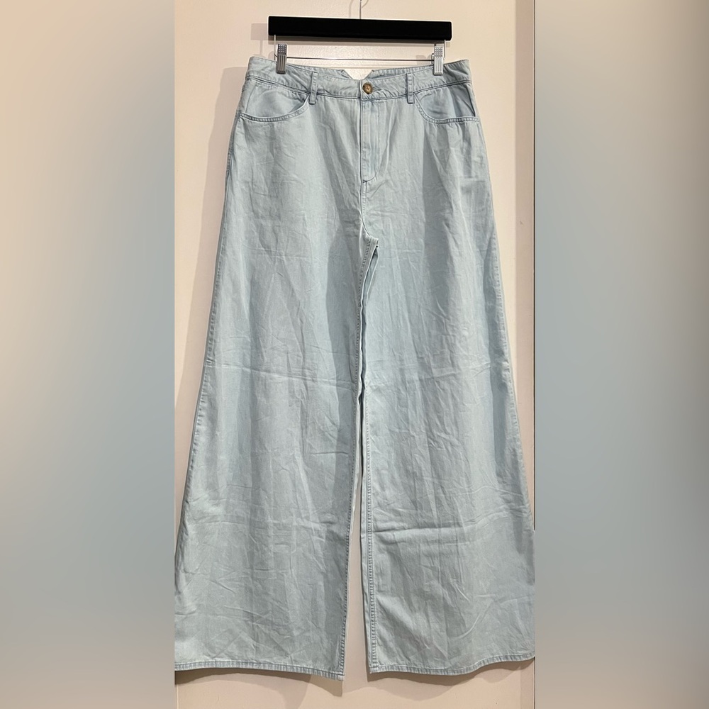 SPRWMN Light Blue Chambray Wide Leg Pants